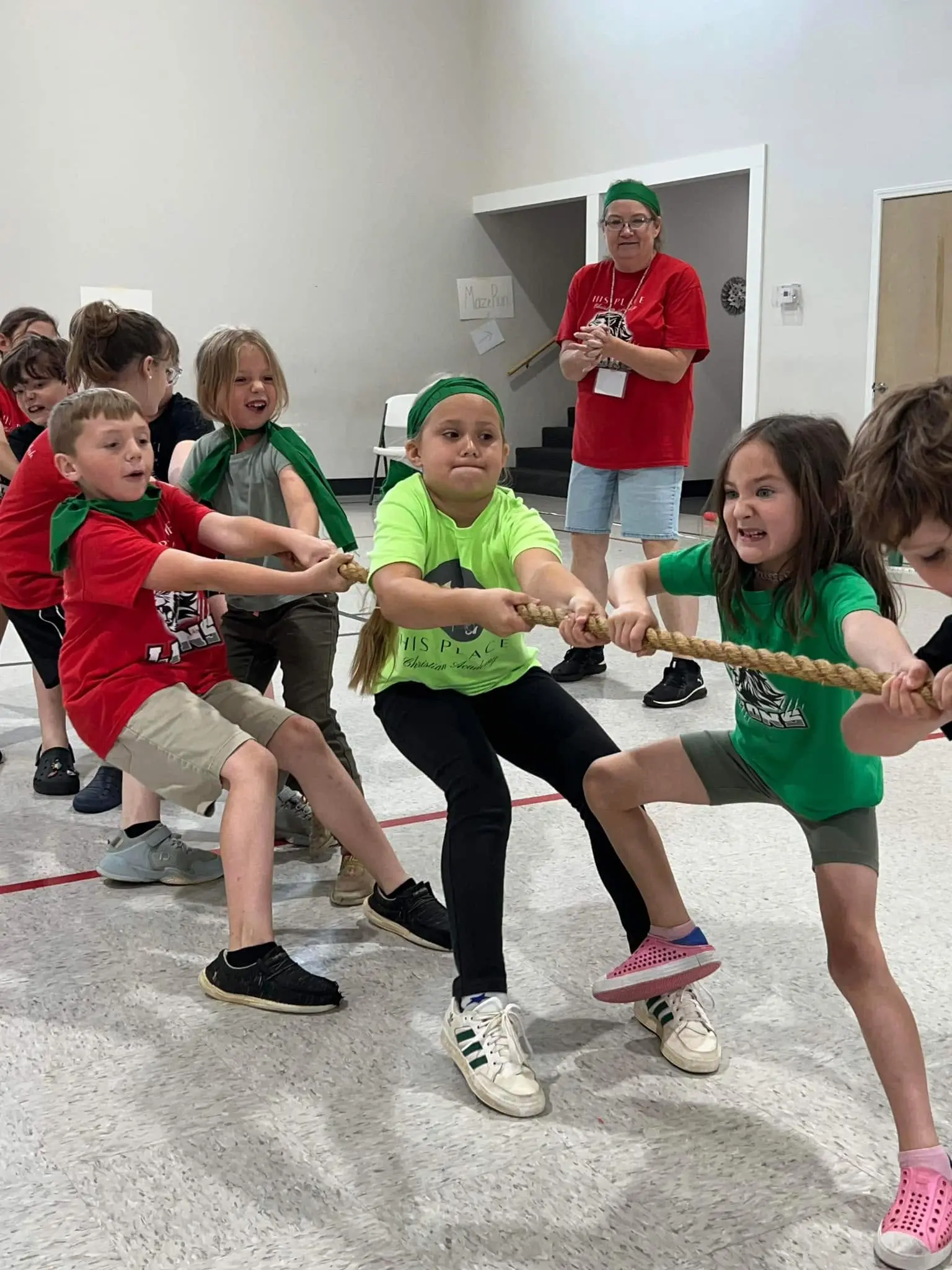 Young HPCA students in a tug of war on field day